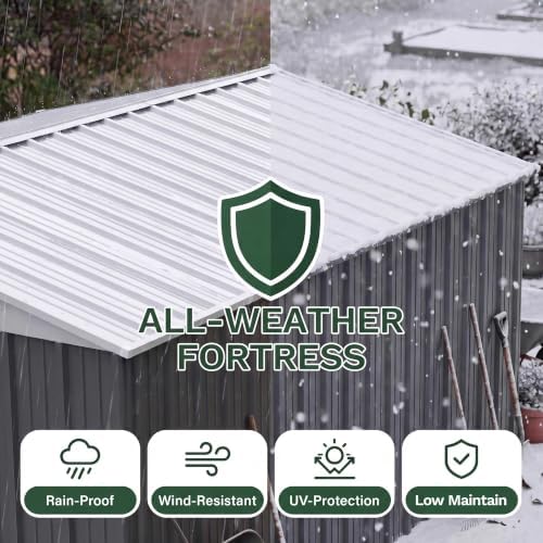 Patiowell 10x14 FT Outdoor Storage Shed, Grey - Image 4