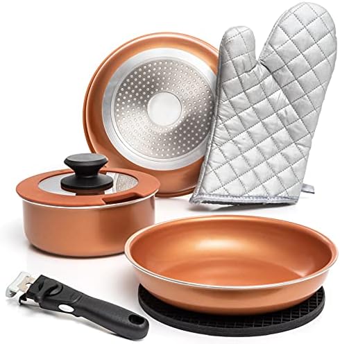 Moss & Stone 7-Piece Nonstick Pots and Pans Set, Removable Handle Cookware by Mossstone