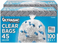 Ultrasac - Recycling Bag,45 Gallon,1.1 Mil,40"x46",Clear,w/Ties,100 Count (Pack of 2) by Ultrasac