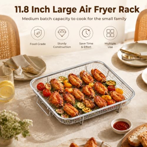 TeamFar 11.8 Inch Air Fryer Basket for Oven, Air Fryer Rack, 3 Pieces - Image 5