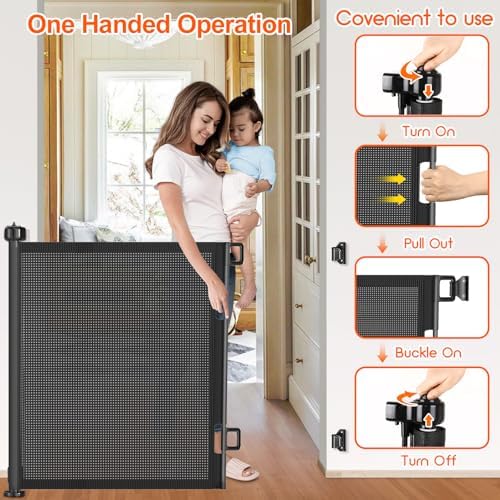 EZIGO 55 Inch Retractable Baby Gates Extra Wide Reinforced Baby Dog Gate - Image 5