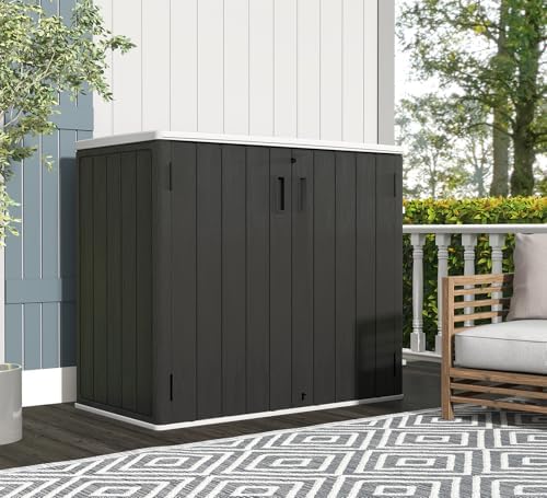 ZZM 37 Cu.ft Outdoor Storage Shed with Floor HDPE Double-Wall Resin Sheds Outdoor Storage, Lockable Weatherproof Storage Cabinet Fit for Garden Tools, Garage can, Bike, Patio Furniture, Black - Image 6