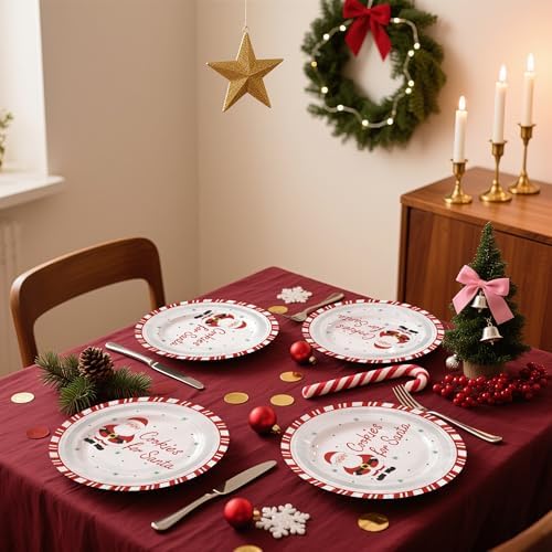 WRAPAHOLIC 25Pcs Christmas Paper Plates - 9 Inch Cookies for Santa Disposable Plates Decorative Dinner Plates for Christmas Party Tableware Supplies Table Decor - Image 4