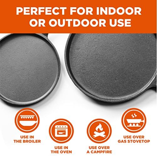 Commercial CHEF 3-Piece Cast Iron Griddle Set, Pre-Seasoned, CHCI81012 - Image 4