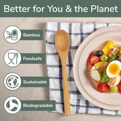 BambooMN 8" Reusable Bamboo Dinner Spoon - 30 Units - Image 3