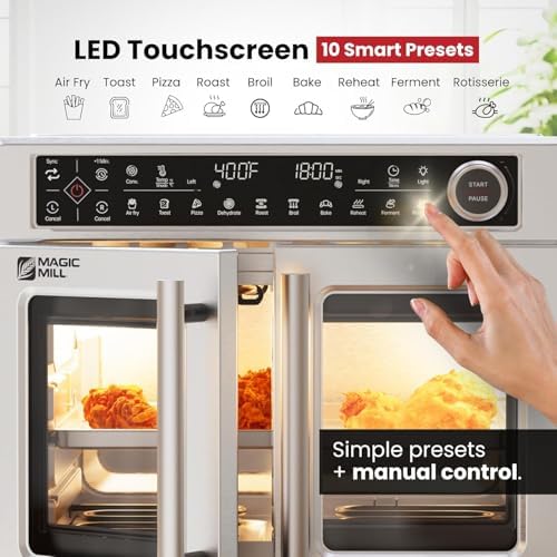 Magic Mill Ultra-Premium Air Fryer Toaster Oven Combo With Independent Dual-Zone Technology, Extra Large 32QT French Door Stainless Steel Convection Oven, Next-Gen Patent Technology, 13 accessories - Image 4