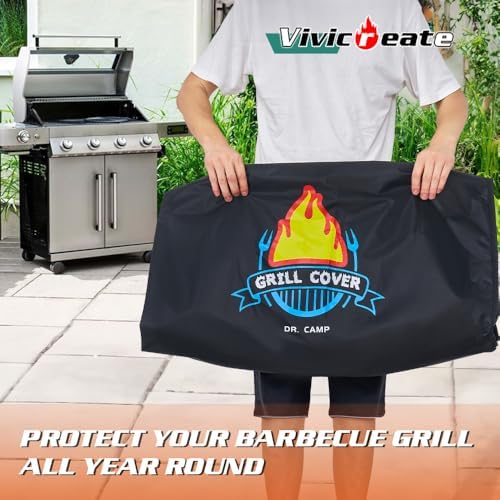 Vivicreate Waterproof BBQ Grill Cover 52 Inch Heavy Duty 420D Fabric Outdoor Barbecue Cover Weatherproof UV Protection Windproof Fits Weber Char-Broil Nexgrill Traeger Smoker Parrilla - Image 4