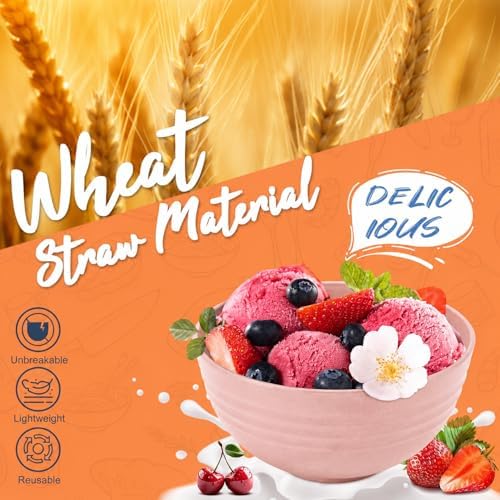 Wheat Straw Dinnerware Sets for 4, 20 Piece Unbreakable Kids Dinnerware Set, Toddler Plates and Bowls Sets, Kitchen Plates and Bowls Set, Lightweight Dish Set for Travel Camping Party - Muted Pink - Image 5