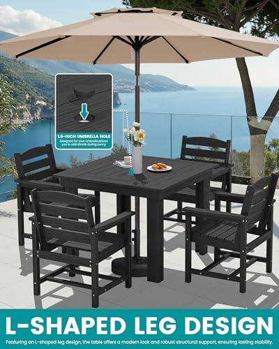 SERWALL HDPE Outdoor Square Dining Set for 4 - Image 5