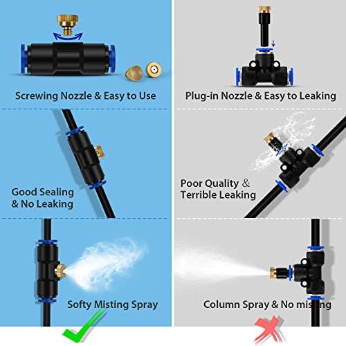 lifeegrn Misting Cooling System: Outdoor Mister System for Patio, 20 FT Misting Line+5 Mist Nozzles+3/4" Brass Adapter Garden Trampoline Greenhouse - Image 4