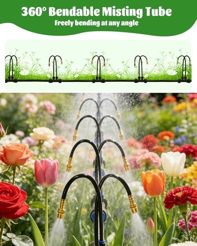 66FT Drip Irrigation System with 40 Nozzles, Automatic Drip Irrigation Kit, Garden Watering System with Dual-Head 360° Bendable Spray Nozzles for Lawn, Raised Bed (66FT, 40 Nozzles) - Image 4