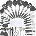 Silicone Cooking Utensil Set, Umite Chef 43 PCS Heat Resistant Kitchen Utensil Gadgets Set-Stainless Steel Handle- Kitchen Spatula Tools for Nonstick Cookware, Pots and Pans Accessories(Grey) by UmiteChef