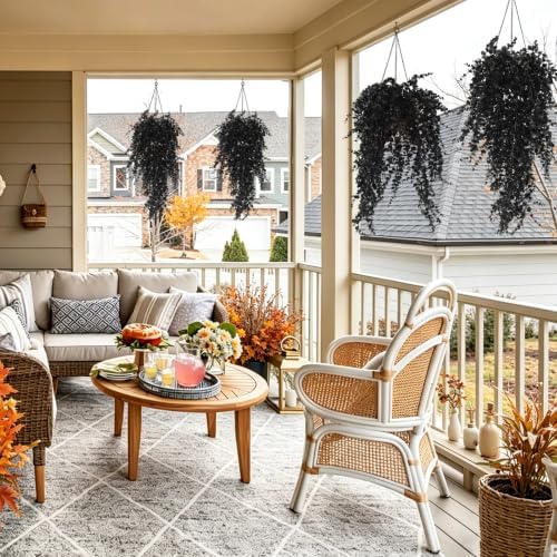 RECUTMS Black Artificial Hanging Gothic Plant 31.5" Fake Fall Greenery Vine - Image 6