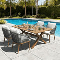 LayinSun 5 Pieces Outdoor Patio Dining Set, Aluminium Rectangular Dining Table and Wicker Rattan Chairs Set for Outside Backyard, Poolside by LayinSun
