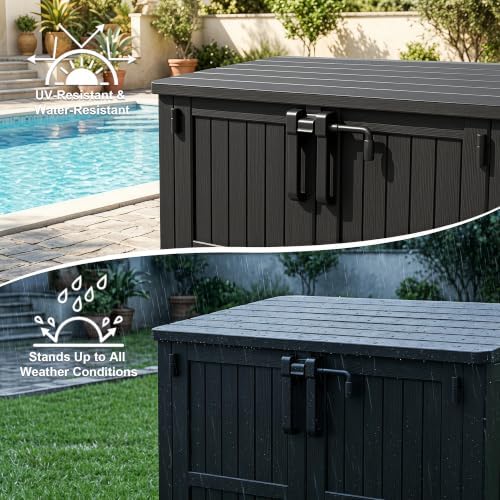 Outdoor Storage Box & Cabinet 36 Cu Ft, Patio Storage Box, Black - Image 3