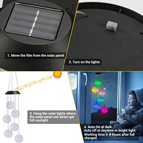 Toodour Solar Wind Chime, Color Changing Ball Wind Chimes Gifts for Mom - Image 4