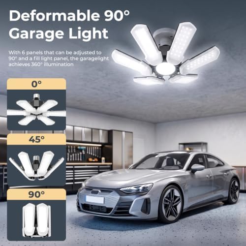 TANBABY 1 Pack LED Garage Light, Deformable Ceiling Light, 15000LM 6500K - Image 3