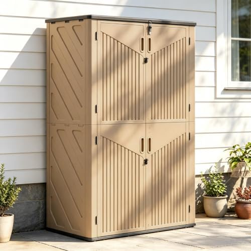 Aoxun Outdoor Storage Shed with Floor, 64 Cu.Ft Outdoor Storage Cabinet by Aoxun