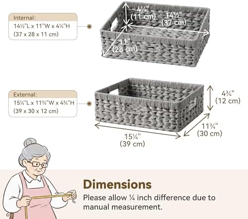 GRANNY SAYS Wicker Storage Baskets for Shelves, Waterproof Gray Baskets - Image 7