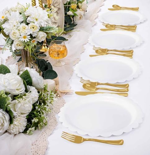 HEIPINIUYE 75 Pack Gold Plastic Cutlery Heavy Duty Gold Plastic Knives Forks and Spoons Disposable Silverware Set for 25 Guest Camping Birthday Baby Shower Party Cutlery Set - Image 6