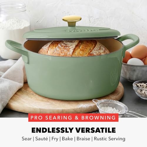 GreenPan x Bobby Flay 5.5QT Enameled Cast Iron Dutch Oven With Lid, Green - Image 4