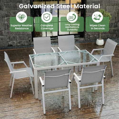 Jocoevol Outdoor Dining Set for 6 Patio Patio Table and Chairs Set 7 Piece - Image 6