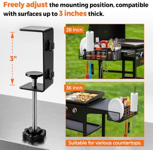 HOUSE AGAIN Grill Caddy for Blackstone Griddles, BBQ Organizer with Paper Towel Holder, Utensil Holder & Hooks, Outdoor Grill Storage Caddy for Condiments, Picnic Accessories Organizer, Camping & RV - Image 2