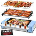 3-in-1 Electric Grill with Hot Dog Roller, Portable Indoor Outdoor BBQ Grill, Griddle and Sausage Roller Machine with Removable Non-Stick Plate & Drip Tray, for Tailgate, Camping, RV, Home Kitchen by RAIQEE