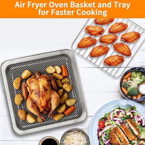 3 IN 1 Air Fry Oven Replacement Parts for Ninja French Door Premier FO101,12.2 × 12.2" Air Fryer Sheet Pan Grill Plate Crisper Plate Rack Accessories Tray,Dishwasher Safe - Image 7