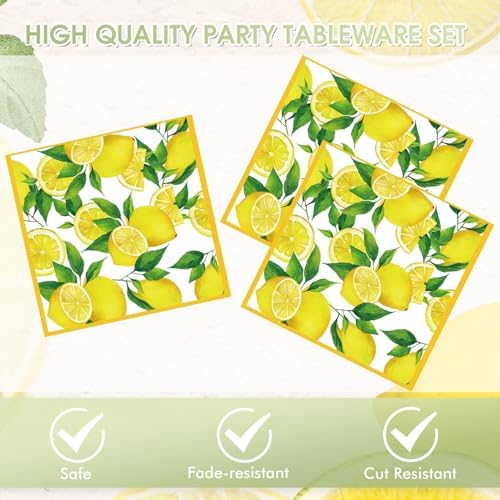 40PCS Lemon Party Decorations, Yellow Lemons Themed Paper Plates and Napkins, for Amalfi Coast Capri Lemon Party Decorations Summer Lemon Themed Baby Shower Party Supplies. - Image 4