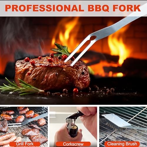 Grilljoy BBQ Accessories Grill Tools Set - 22PCS Stainless Steel Barbecue Grill Accessories for Outdoor Grill with Black Aluminum Case - Christmas Grilling Gifts for Men & Dad -Grill Tools Kit - Image 6