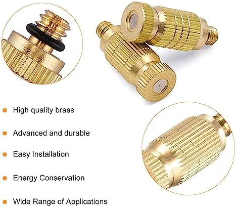 20pcs High Pressure Atomizer Nozzle Brass Misting Nozzles for Outdoor Cooling System, Landscaping, Greenhouse Irrigation, Air Humidification, Anti-Drip Fogging Spray Head(0.008"/0.2mm) - Image 4