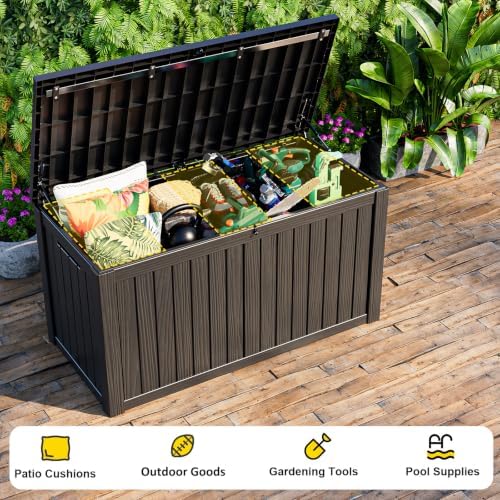 DRATO 180 Gallon Deck Boxes Outdoor Waterproof, Lockable Outdoor Storage Box for Patio Furniture Pool Supplies Garden Tools, Weatherproof Resin Storage Box for Backyard (Black, 180 Gallon) - Image 7