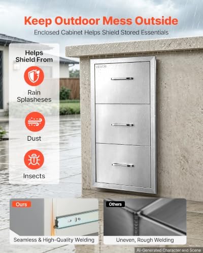 VEVOR Outdoor Kitchen Drawers, 20"W x 30"H x 16"D, Cabinet/Trash/Door/Combo - Image 4