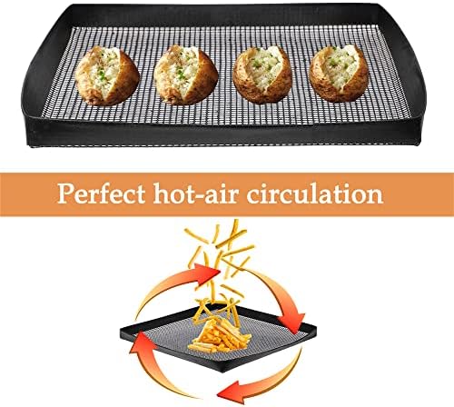 Kamehame Grill Basket Pack of 2 Non-stick Mesh Tray for Grilling & Baking, Black Heat-Resistant Grilling Mats for Outdoor Barbecue, Crispy Basket, Meat Vegetable Grill Mesh - Image 3