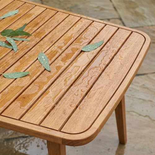 Extendable Outdoor Dining Table, Weather-Resistant Wood Patio Dining Table for 6-8 Person, 67.5"-89.5" Expandable Table with Self-Storing Leaf for Host/Backyard/Porch/Dining Room, Natural - Image 7