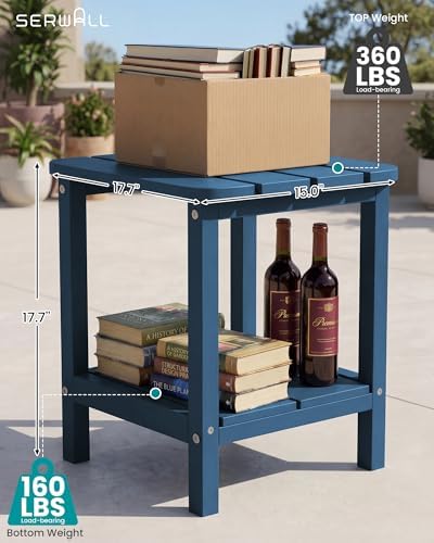 SERWALL Adirondack Table Set of 2, Outdoor Side Table- Blue - Image 3