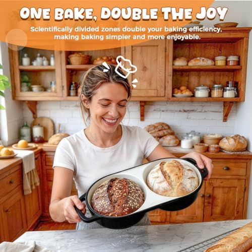 Mini Double Dutch Oven for Sourdough Bread Baking, 2.6QT (Black) - Image 3