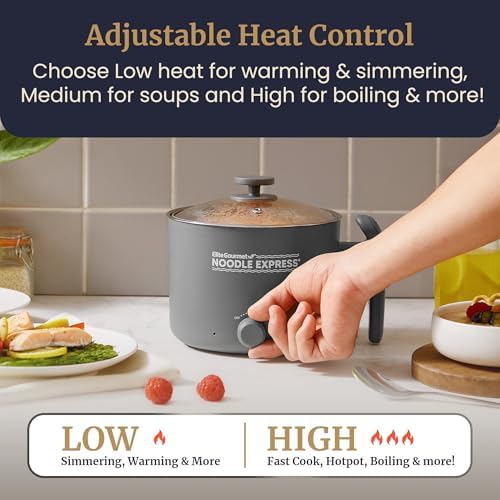 Elite Gourmet 1.25Qt Noodle Express Electric Hot Pot, Stainless Steel - Image 2