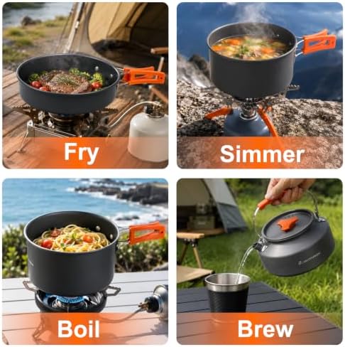 30-Piece Camping Cookware Set with 1.6L Kettle for 4 People - Image 7