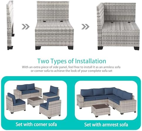 Outdoor Patio Furniture Set PE Wicker Rattan Outdoor Sectional Sofa - Image 3