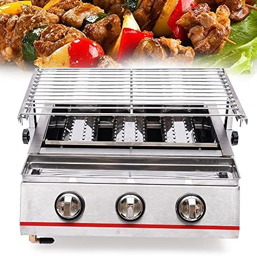 3-Burner BBQ Gas Grill, Drop-in Grill Outdoor Camping Tabletop Cooker, Rotisserie Grill Kit Barbecue Grid with Steel Cover, 2800Pa(Style 5) by InSyoForeverEC