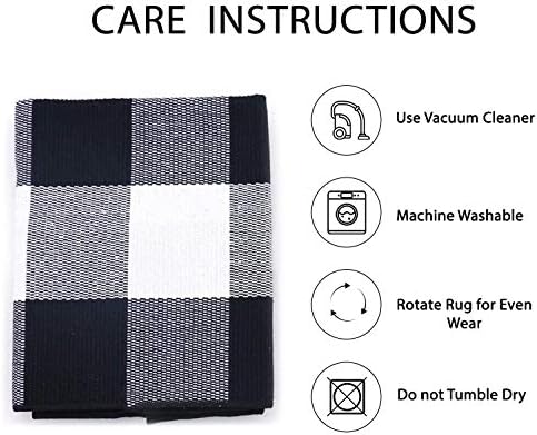IOHOUZE 3x5 Buffalo Plaid Outdoor Rug, Washable Front Porch, Black White - Image 5