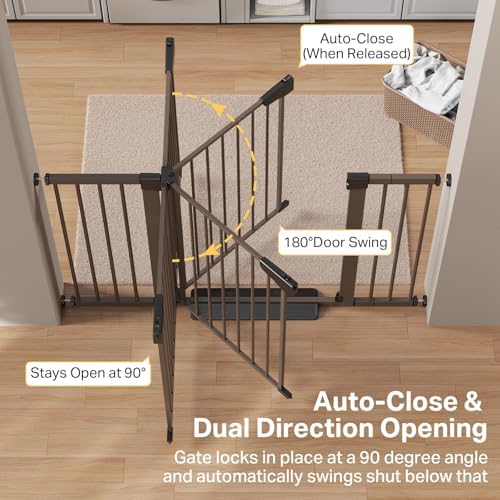 Cumbor 29.7-51.5 in Extra Wide Baby Gate for Stairs, Dog Gate Indoor Brown - Image 5