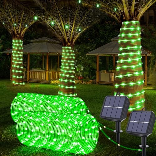Solar Rope Lights, 2 Packs Total 132ft 400LED Solar String Lights, 8 Modes by Jnaurb