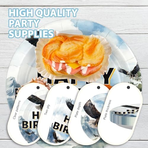 96 Pcs Bald Eagle Birthday Party Decorations for Boys, Serves 24 - Image 6