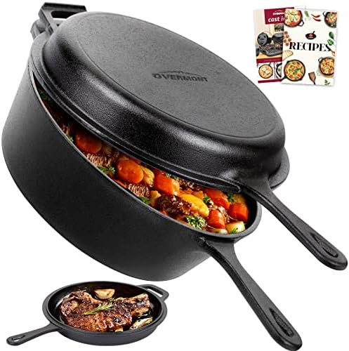 Overmont 2-in-1 Cast Iron Dutch Oven - 3.2QT Deep Pot with Lid Recipe by Overmont