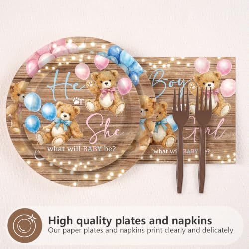 96Pcs Bear Gender Reveal Decoration for Baby, Serves 24 - Image 3