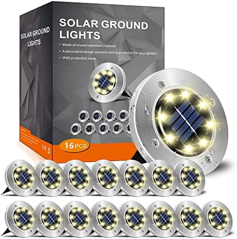 INCX Solar Lights Outdoor Waterproof, Warm White, 16 Pack Ground Lights by INCX