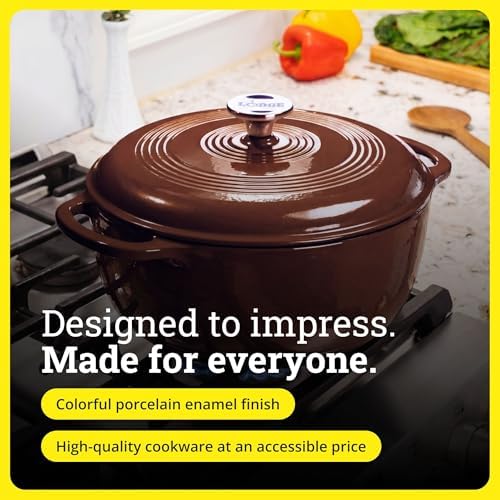 Lodge Essential Enamel Cast Iron Dutch Oven, 6 Quart, Burnt Sienna - Image 6